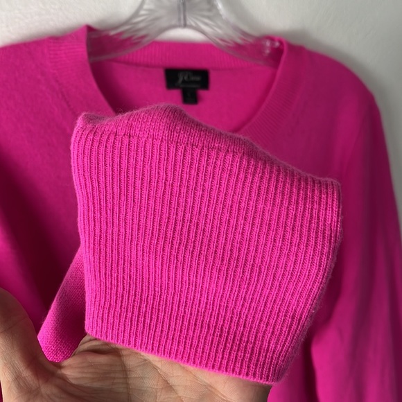 J. Crew 100% Cashmere Sweater Women's Fitted  L Pink Lightweight Knit EUC - Picture 7 of 10